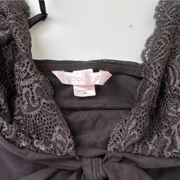 Victorias Secret‎ Medium Black Teddy Tank Top Lace Sheer - Picture 5 of 6